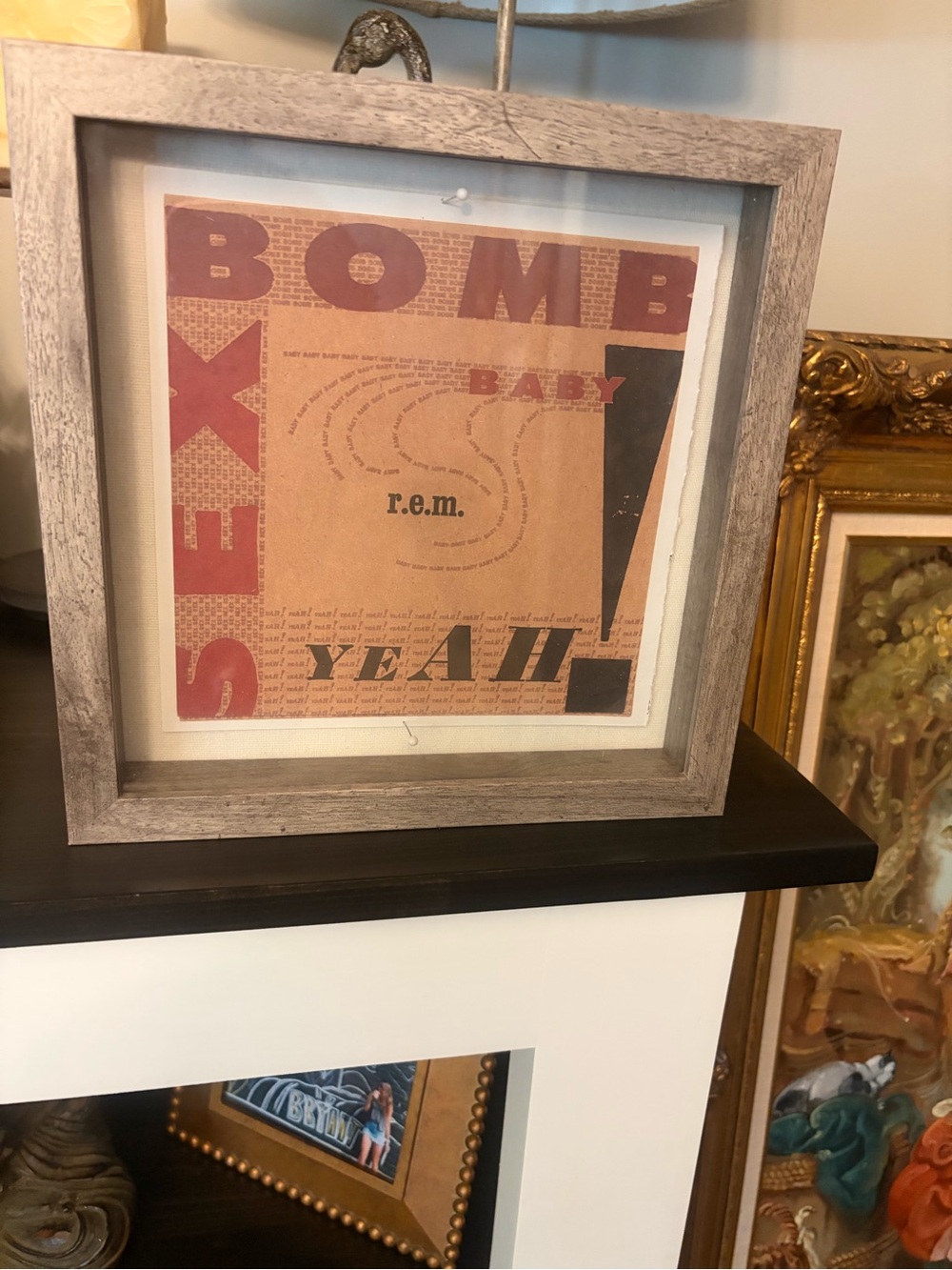 Framed 'r.e.m.' Sex Bomb Baby Yeah rare 7” vinyl artwork framed Art Print.